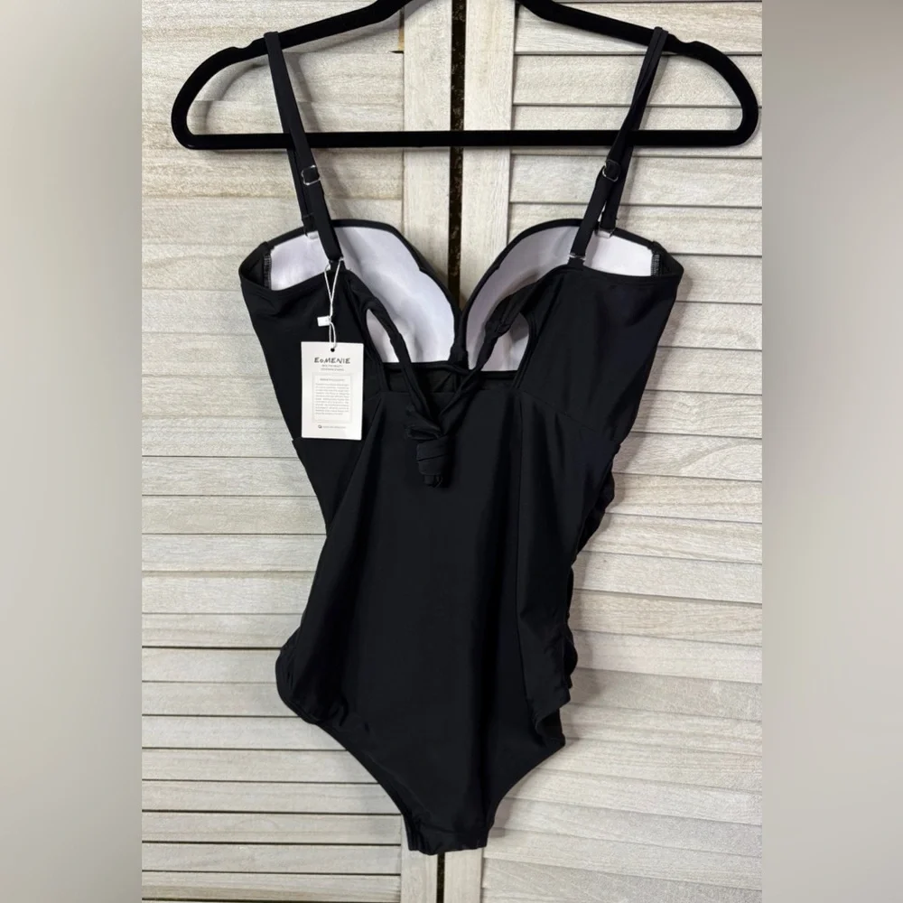 Eomenie Black One Piece Swimsuit Tummy Control Push Up Bathing Suit NWT M